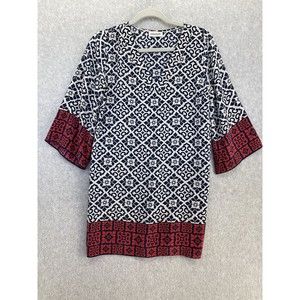 Creme Fraiche Women's Tunic Blouse Size Small Silk V Neck